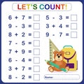 Vector illustration of a children`s math game on the topic I can count. Royalty Free Stock Photo